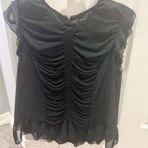 Who What Wear Black Ruched Blouse